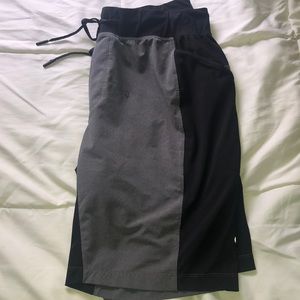 Large 9” inseam gray and black Lululemon shorts